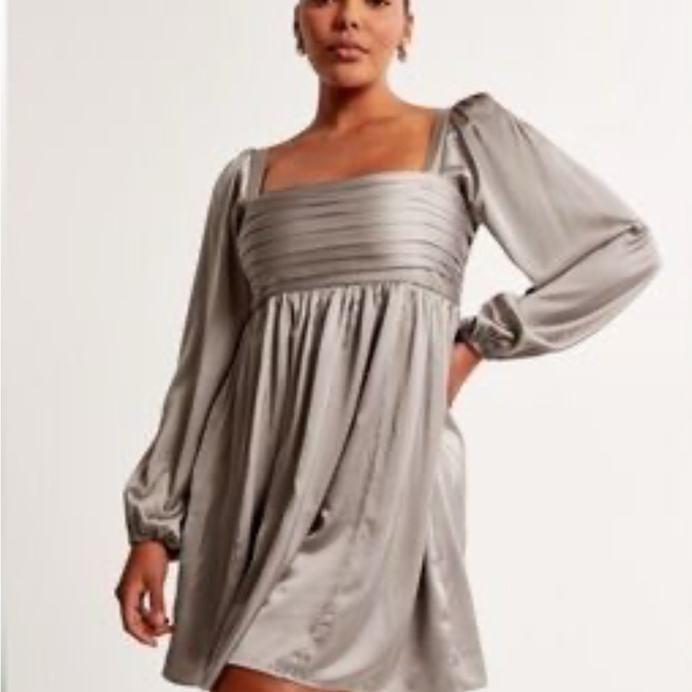Elegant Neutral Satin Dress